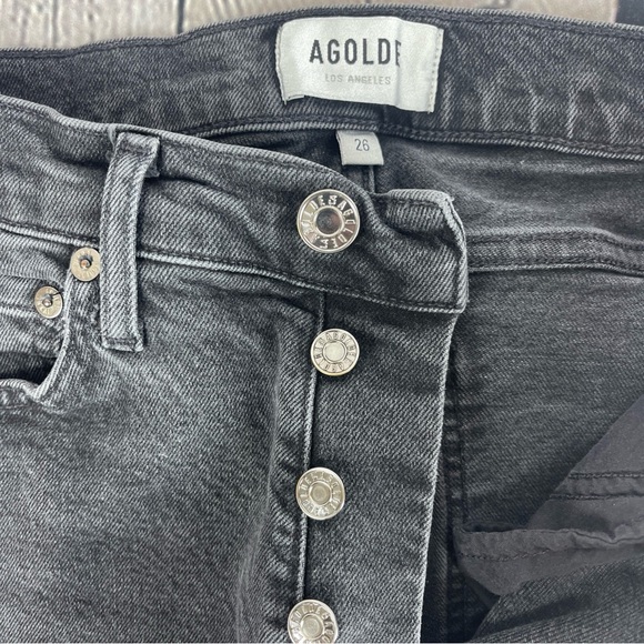 Agolde Jeans Womens 26 (26x27) Black Fly Button High Rise Skinny Leg Denim - Picture 6 of 11